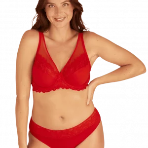 WELL Dentelle Envoutante a/armartures colis de 12 ensembles ROUGE LUMINEUX